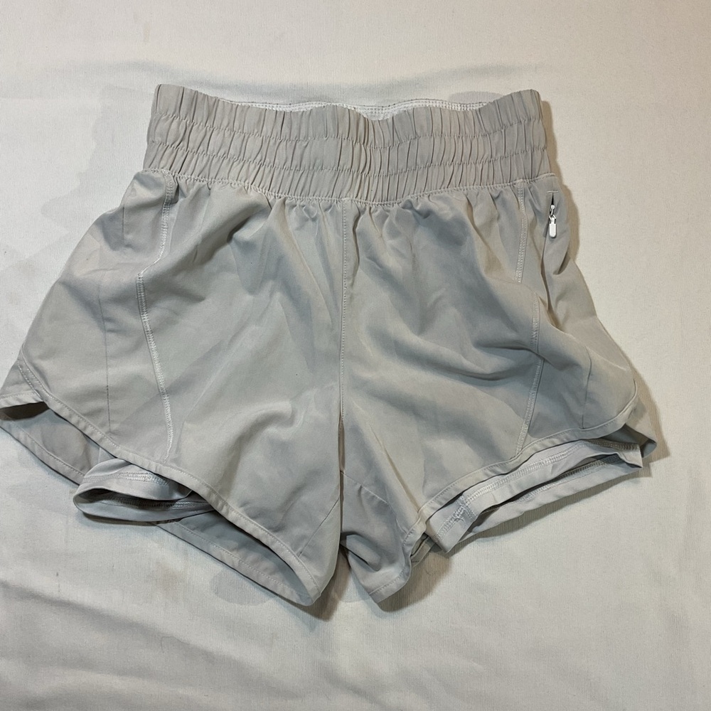 Avia Light Gray High Waist Elastic Band Size S (0-2) Running Shorts Zip Pocket